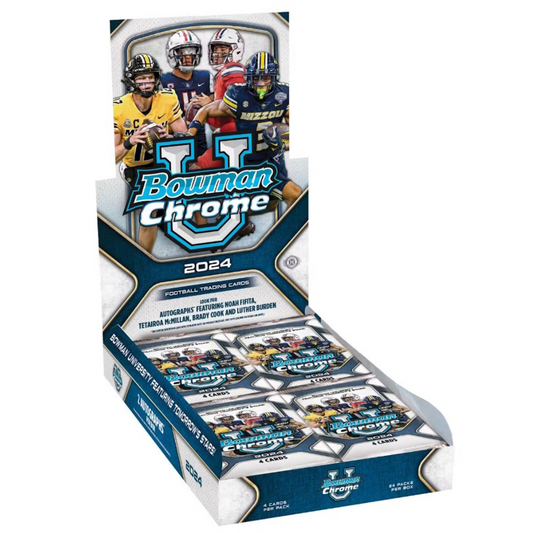 2024 Bowman Chrome University Football Hobby Box Pre-Order Ships (11/27)